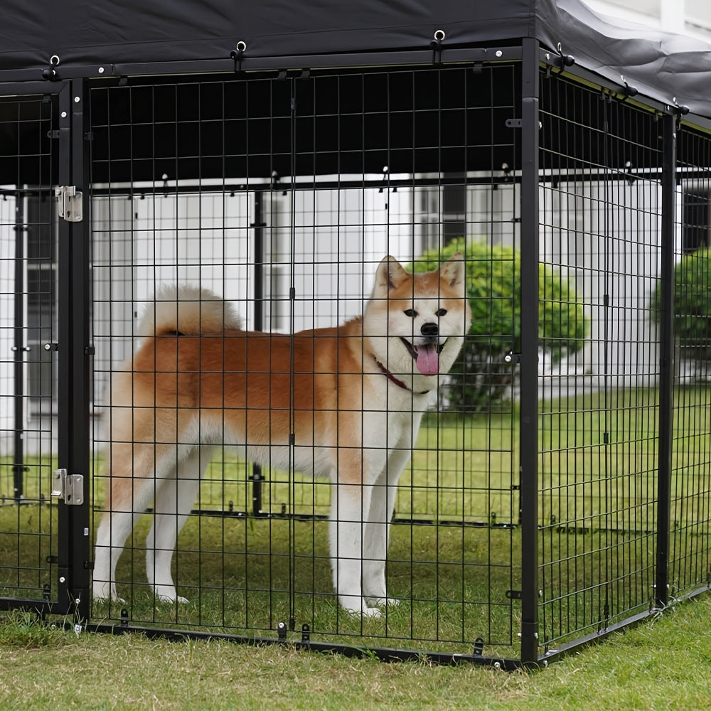 Outdoor Large Dog Cage with Waterproof Cover and Safety Lock