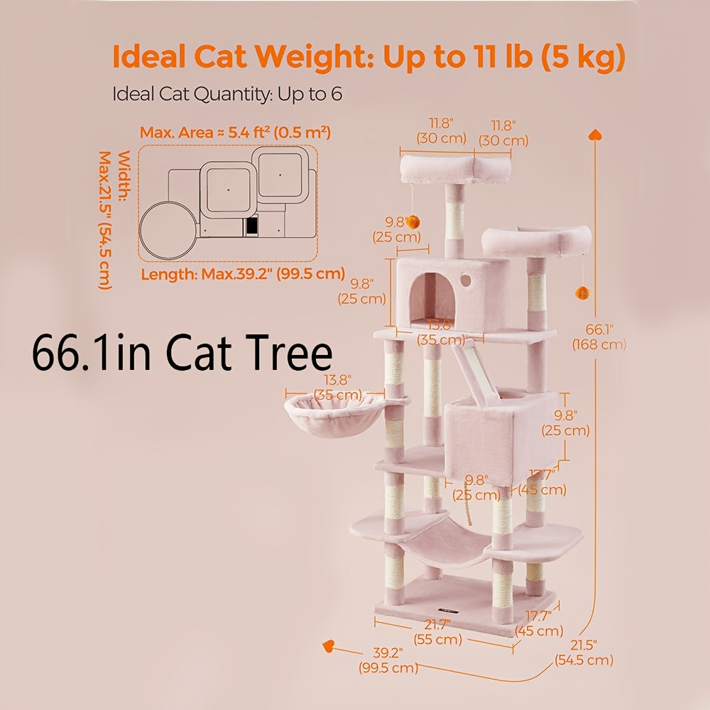 Cat Tree, Large Cat Tower with 13 Scratching Posts