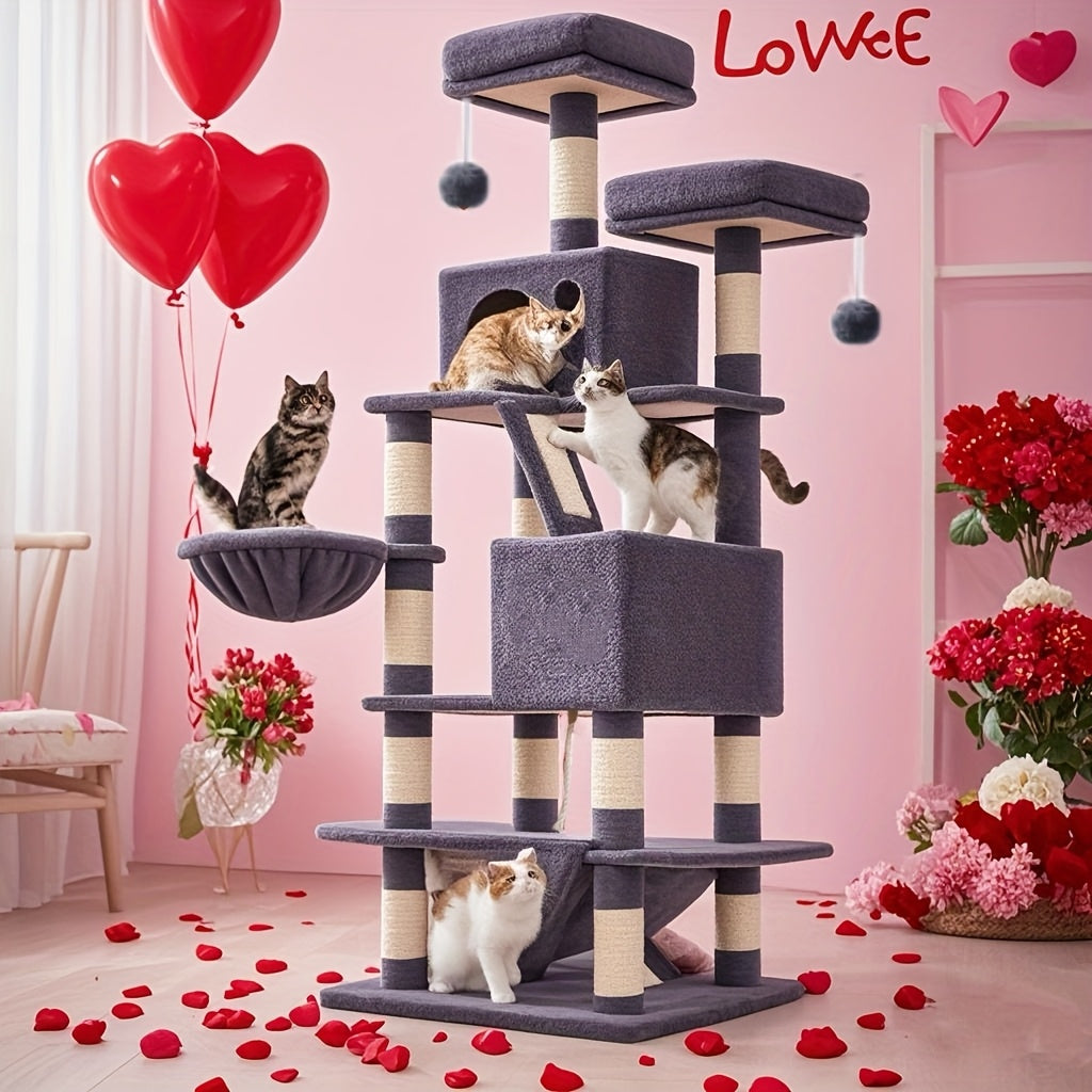 Cat Tree, Large Cat Tower with 13 Scratching Posts