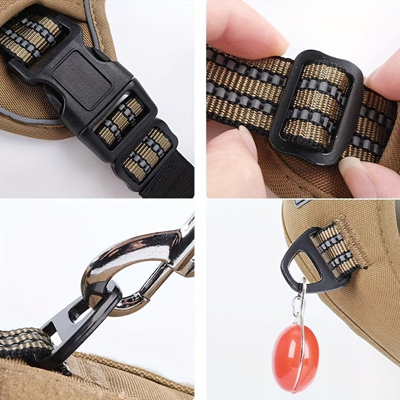 Tactical Dog Harness for Medium and Large Dogs Heavy Duty No Pull Dog Harness with Handle and Poop Bag Holder Adjustable Reflective Dog Vest for Training Walking and Hiking