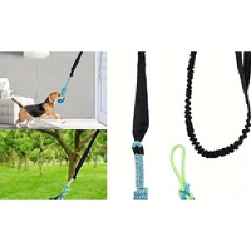 Durable Fabric Bungee Dog Toy Interactive Stretch and Tug of War Chew Rope for Dental Health Geometric Pattern Medium Breed Toy No Batteries Needed Indoor and Outdoor Play Interactive Dog Toy Playful Design Petsafe Material