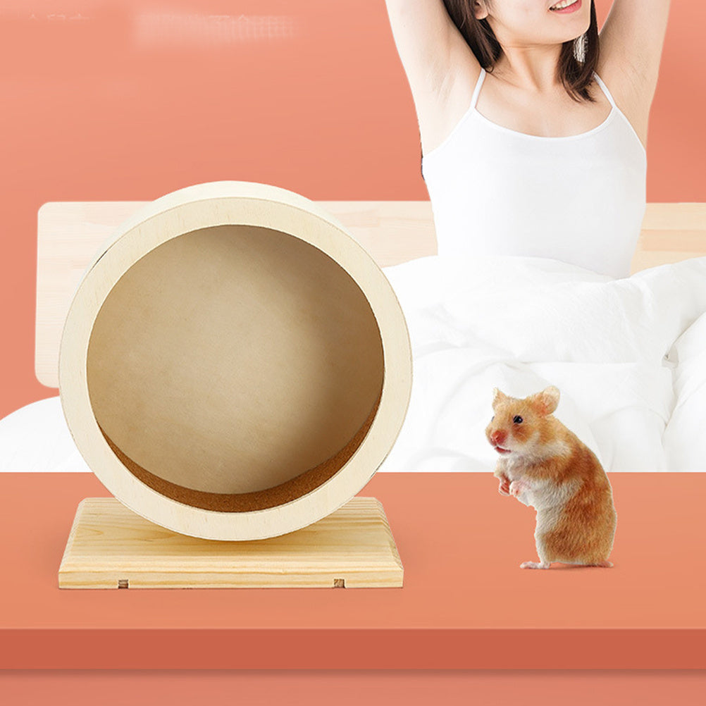 1pc Silent Wooden Hamster Exercise Wheel for Healthy Play