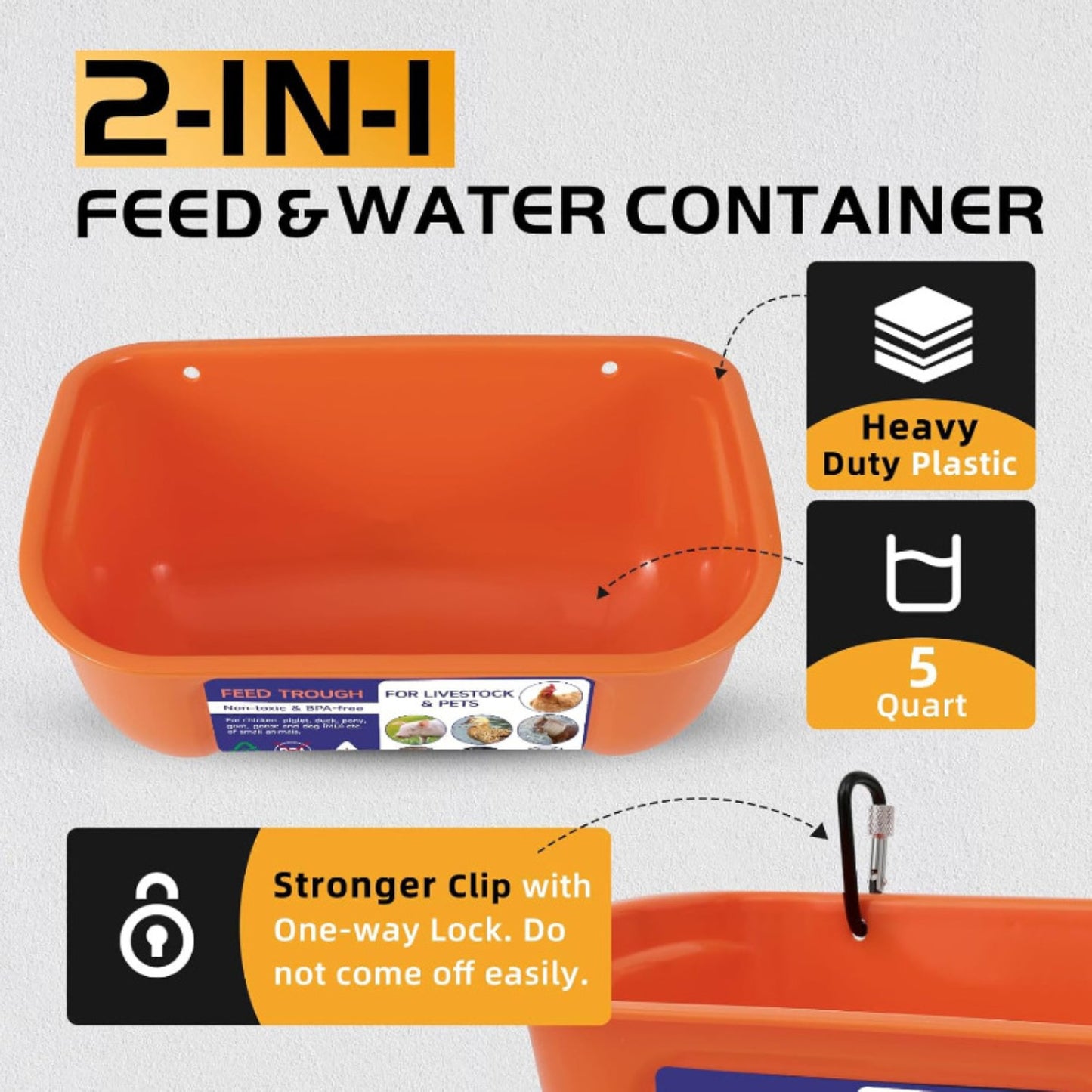 Hanging & Screw-In Poultry & Animal Feeder with Troughs