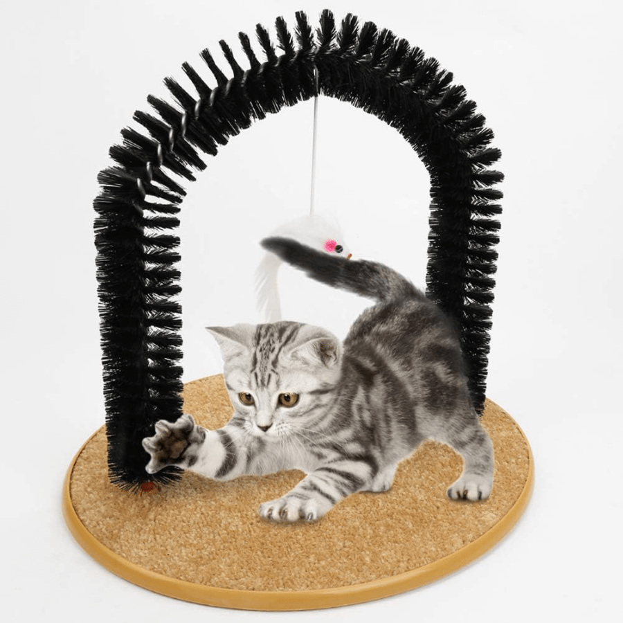 1 Set Cat Scratcher Brushes Indoor Cats Arch Self Groomer Scratching Board Hair Brush For Shedding Face Head Deshedding Post With Cute Kitten Toy