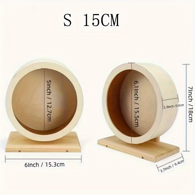 1pc Silent Wooden Hamster Exercise Wheel for Healthy Play