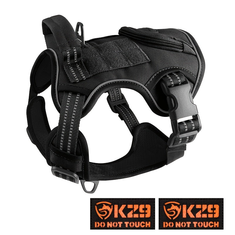 Tactical Dog Harness for Medium and Large Dogs Heavy Duty No Pull Dog Harness with Handle and Poop Bag Holder Adjustable Reflective Dog Vest for Training Walking and Hiking