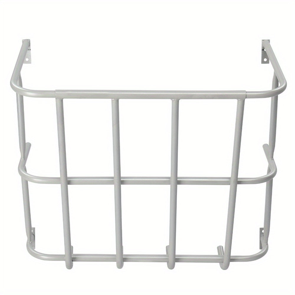 22.8 Inch Large Capacity Hay Feeder Heavy Duty Steel Goat Hay Rack Long Wall Mounted Horse Hay Holder Multiple Sided Feeding Rack for Sheep Farm Livestock Indoor Outdoor Silver