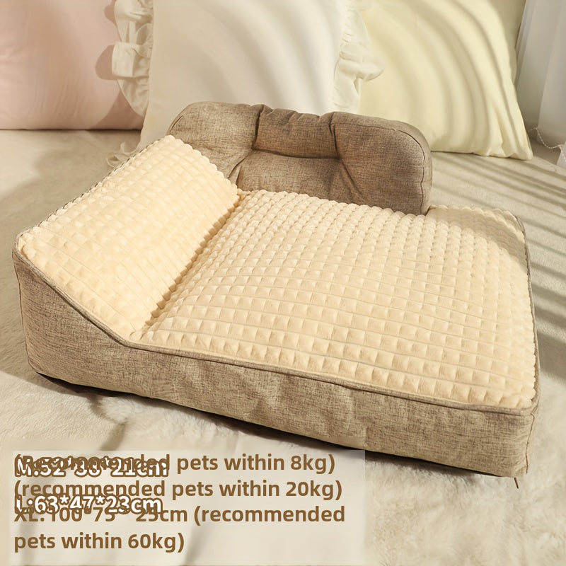 Cozy Striped Dog Bed Mat for All Seasons Non Slip Bottom Removable Washable Cover Soft Polyester Fiber Fill Rectangle Shape Gray Ideal for Small to Large Dogs Pet Comfort Accessory Elegant Pet Bedding Durable Design