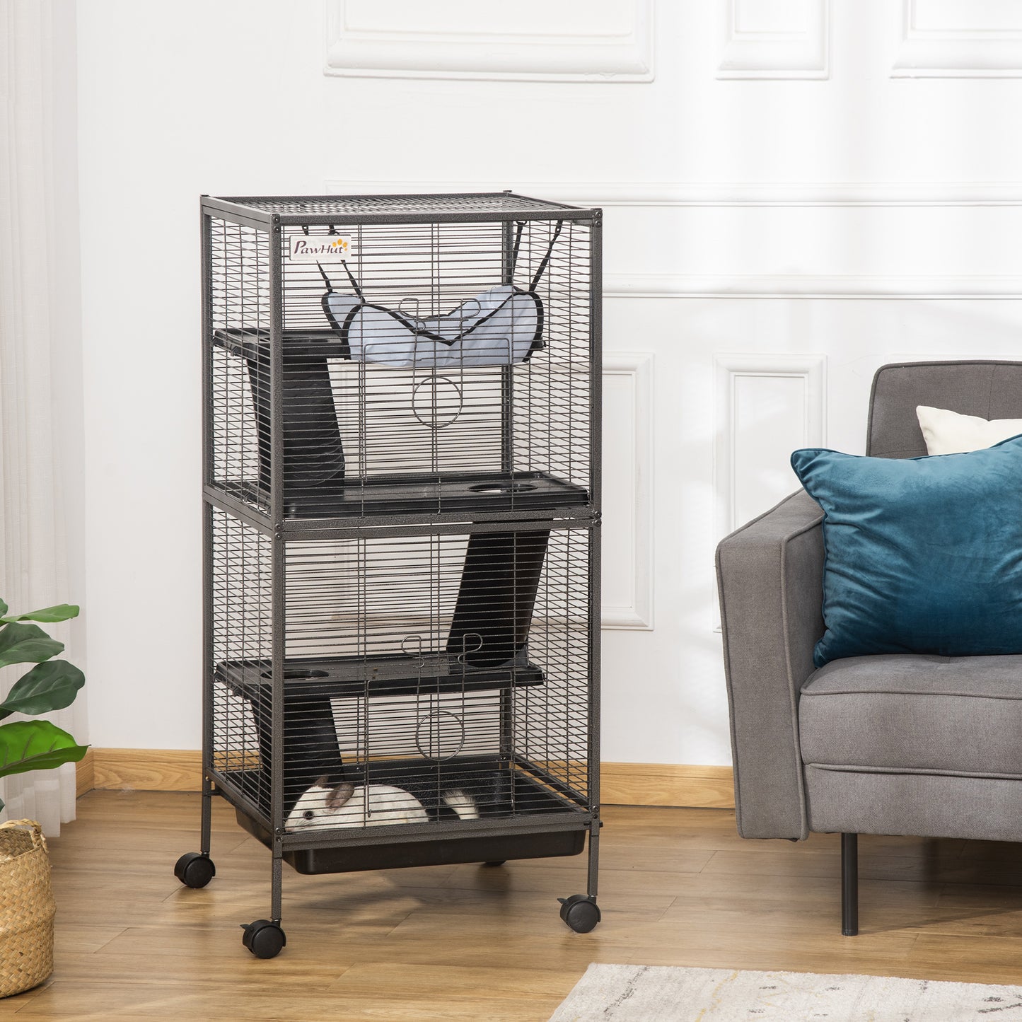 Metal Chinchilla Cage with Hammock & Wheels
