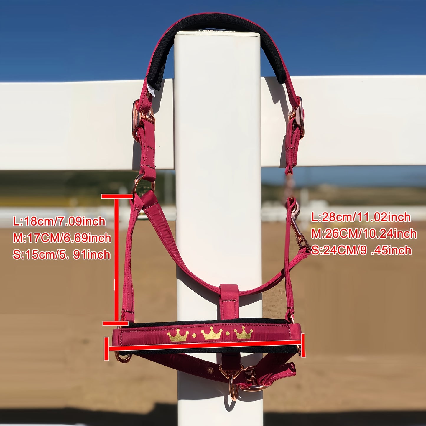 1pc Memory Fabric Horse Halter Durable Soft Equestrian Headgear With Anti Chafe Lining And Rose Golden Buckles Available In Large Medium And Small Sizes Without Battery