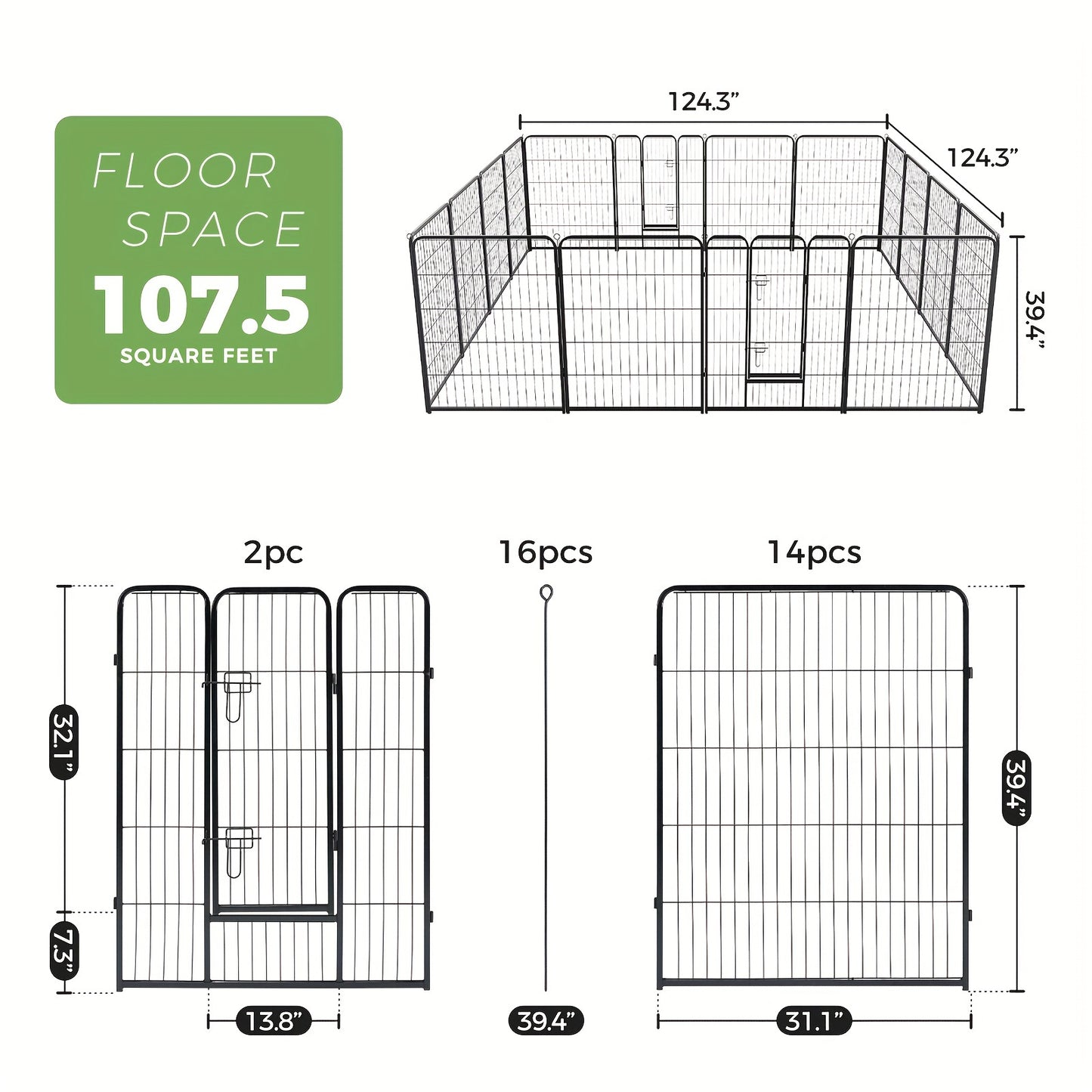 8 to 16 Panels DIY Indoor Dog Puppy Playpen Metal Dog Kennel with Door for Large Medium Small Dogs Safe and Stress Free Easy to Move and Assemble Indoor Outdoor Use