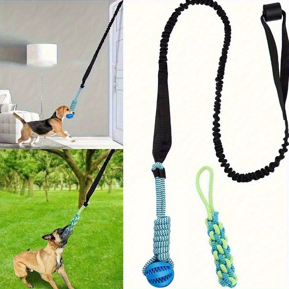Durable Fabric Bungee Dog Toy Interactive Stretch and Tug of War Chew Rope for Dental Health Geometric Pattern Medium Breed Toy No Batteries Needed Indoor and Outdoor Play Interactive Dog Toy Playful Design Petsafe Material