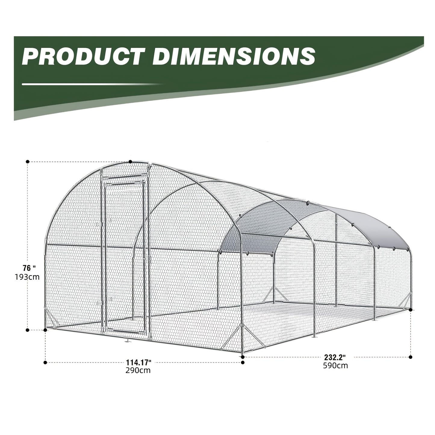 Large Metal Chicken Coop With Run Walk In Poultry Cage Dome Roofed Chicken Coops With Anti Ultraviolet Cover For Outdoor Backyard Farm