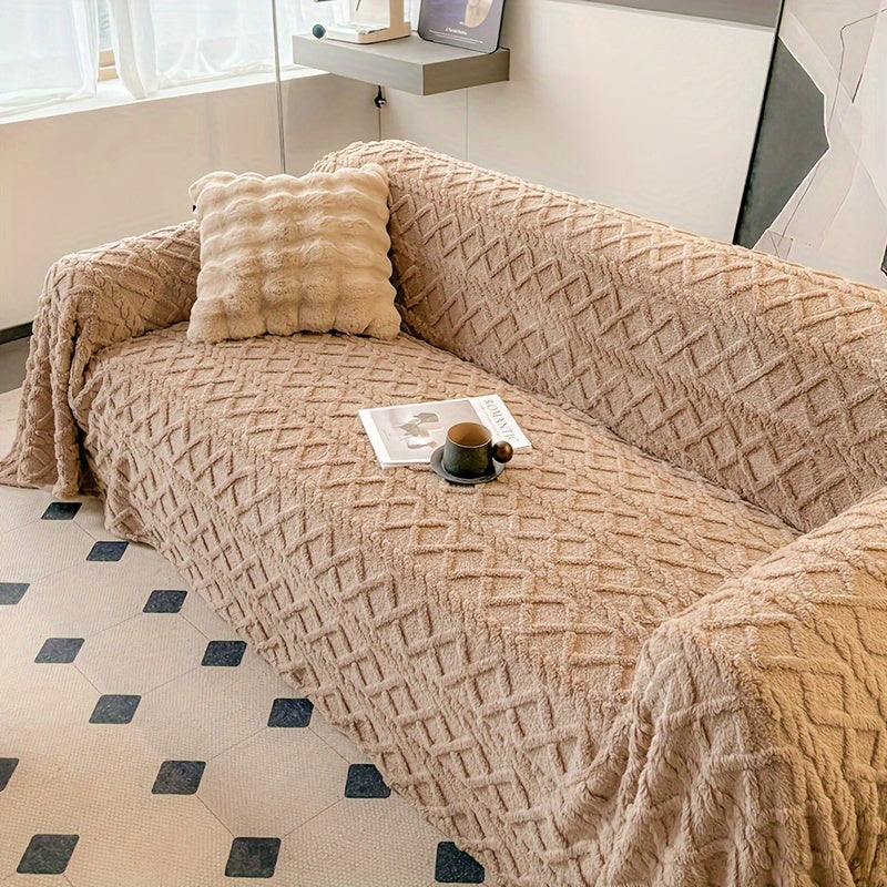 1pc Modern Jacquard Shu Velveteen Sofa Throw Cover - Pet Friendly Slipcover for Armchair to 4-Seater Sectionals