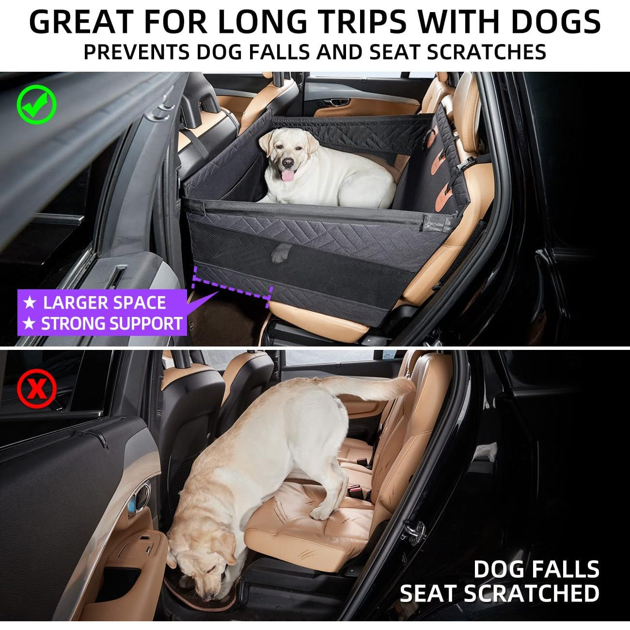 1pc Sportuli Breathable Polyester Knit Dog Car Seat Cover Medium Back Seat Extender Hammock with Strong Support for Long Car Trips Prevents Dog Falls and Seat Scratches Pet Car Seat for SUV Truck