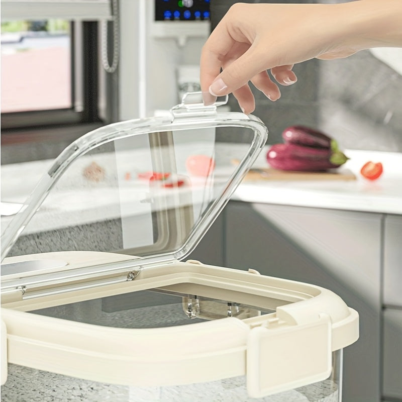 Durable Sealed Pet Food Storage Container with Wheels Moisture and Insect Proof Square Design with Transparent Lid for Dry Grains and Food Dispensing