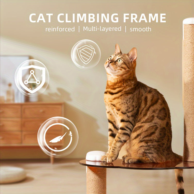 Premium Wooden Cat Climbing Frame With Multiple Platforms And Scratch Posts Sturdy And Spacious Cat Tree Assembly