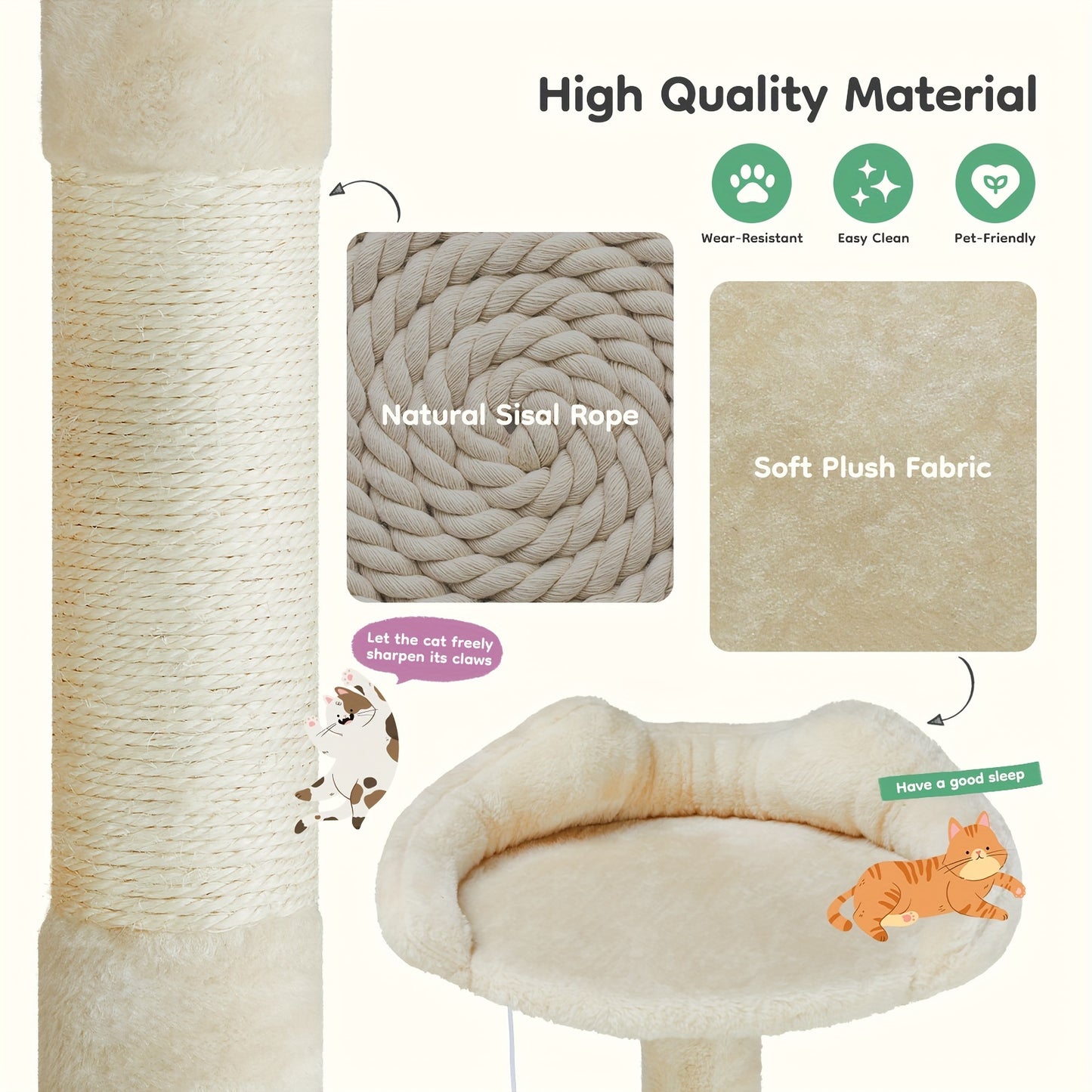 54in Cat Tree Tower for Indoor Cats with Multi-Level Design