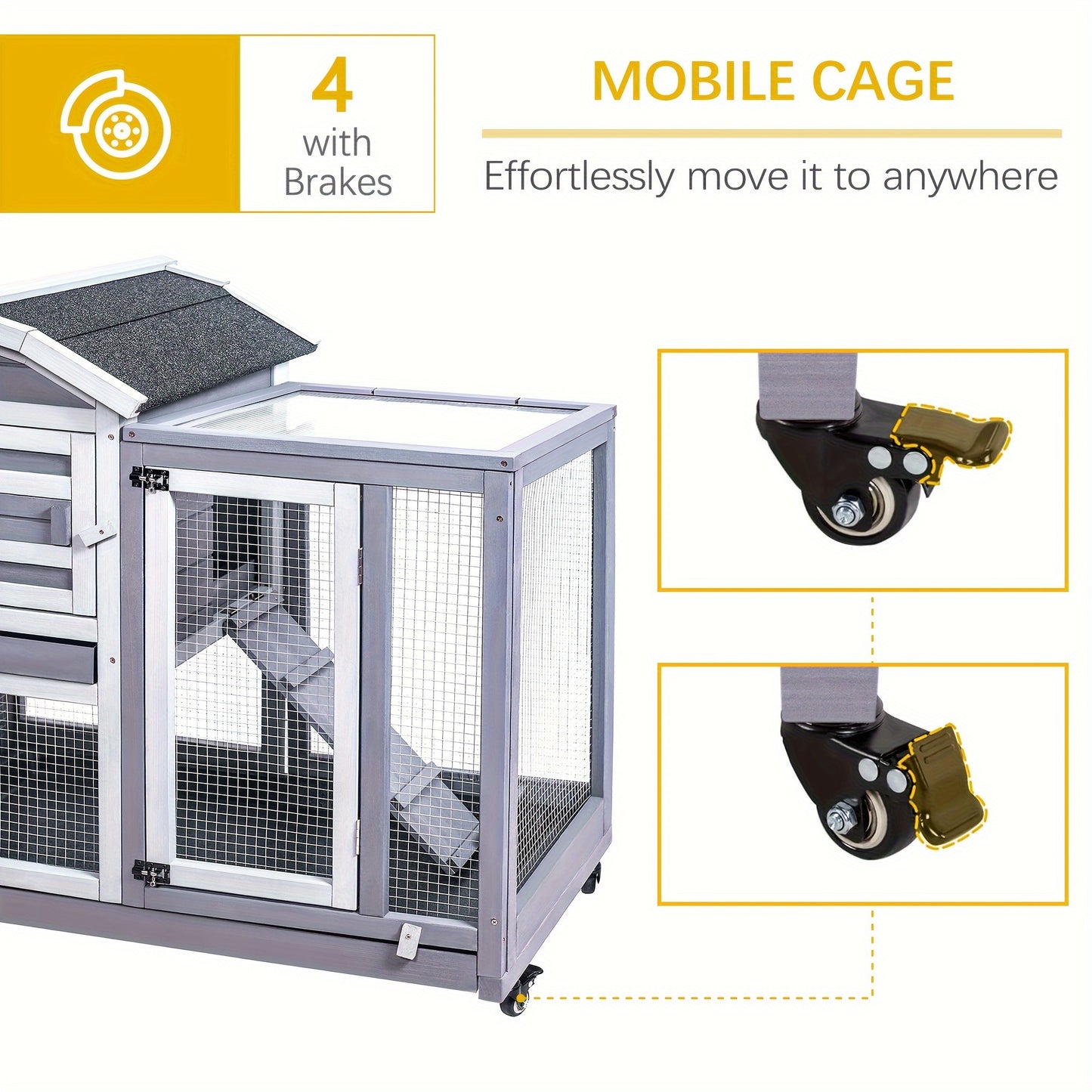 2-Tier Wooden Chinchilla Cage with Wheels