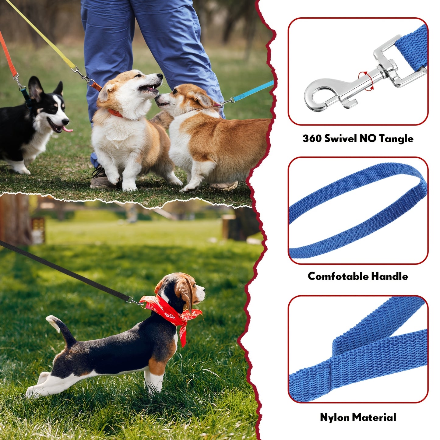 12pcs Nylon Dog Leash Bulk 5ft Dog Training Leash 12 Colors Puppy Line Traction Rope For Small Medium Puppy Training Play Camping Or Backyard