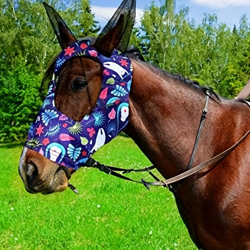 2pcs Horse Fly Masks With Ears Soft UV Protection Fly Mask