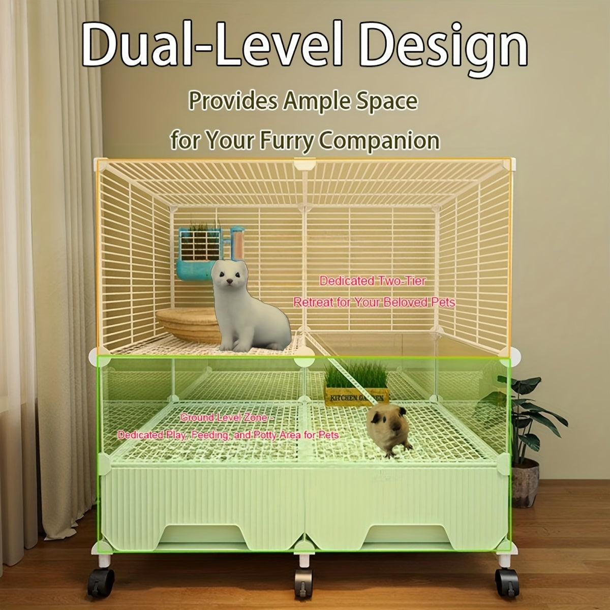 Lemoelgo Metal Ferret Chinchilla Rat Cage Small Animal Cage With Rolling Stand Indoor Outdoor For Squirrel Guinea Pig Bunny Sugar Glider