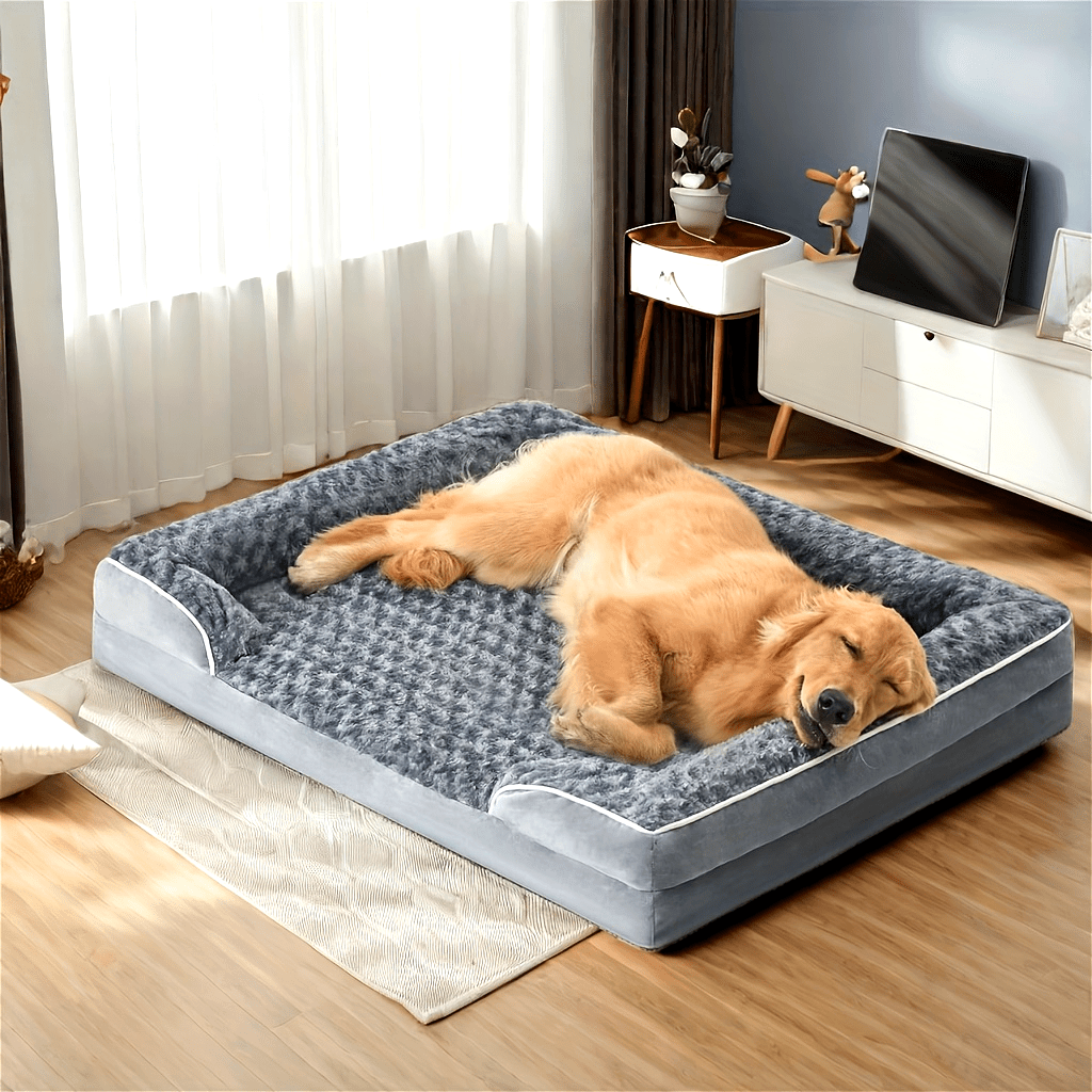 XL Orthopedic Dog Bed for Extra Large Dogs - High Quality Sofa Style Pet Sleeper with Washable Removable Cover and Non Slip Memory Foam