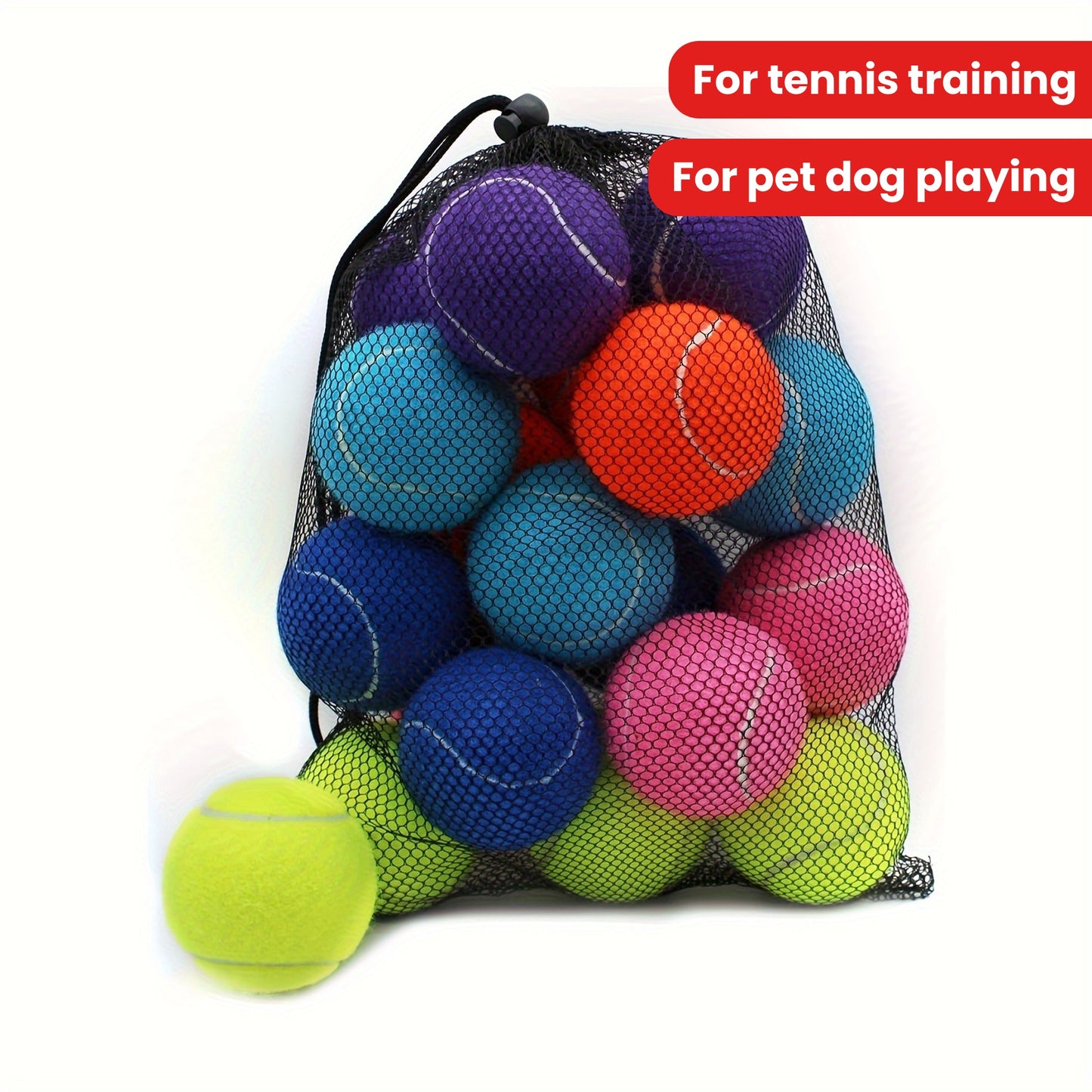 18pcs Training Tennis Balls Practice Balls With Mesh Bag Pet Dog Playing Balls Suitable For Beginner Tennis Training