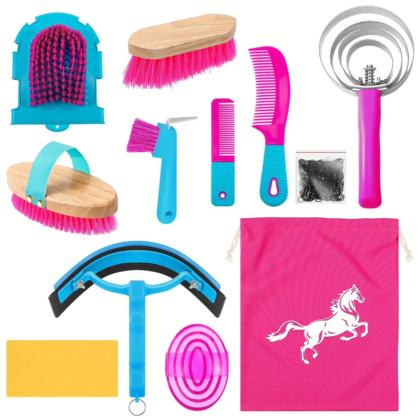 12Pcs Horse Grooming Kit Tack Room Supplies Khaki Tools