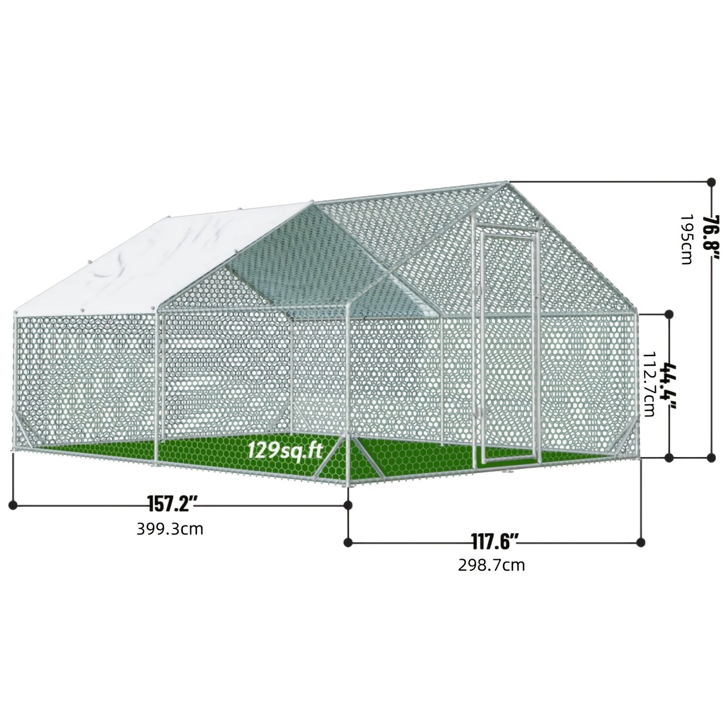 Large Metal Dog Cage and Chicken Coop with Walk-In Access Spire Roof and Anti-UV Cover Durable Outdoor Poultry Pen for Backyard Farm Small Animals Dogs Weather-Resistant Design