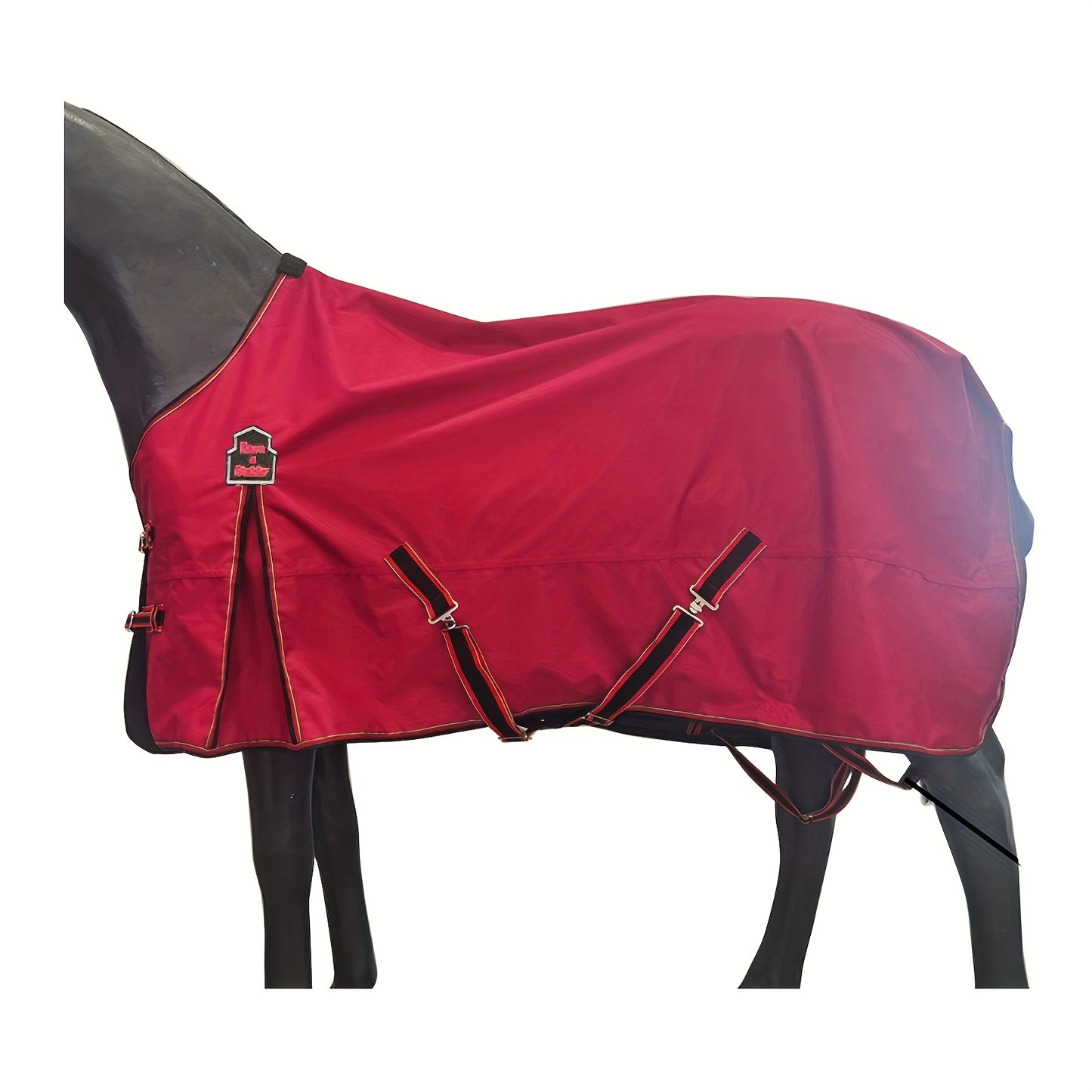 Barn and Stable 600D 3000mm Waterproof and Breathable Horse Rain Sheet Turnout Blanket with Fleece Withers Protection and Double Gusset Front Lightweight All Breed Horse