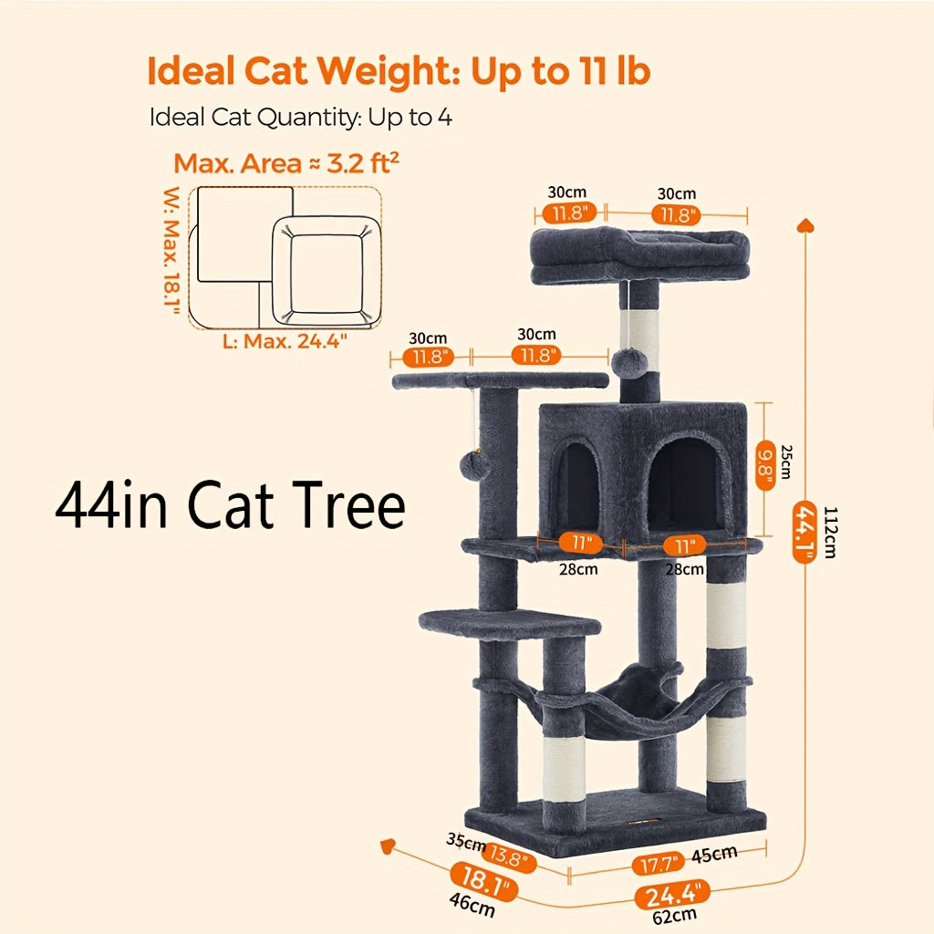 Cat Tree, Large Cat Tower with 13 Scratching Posts