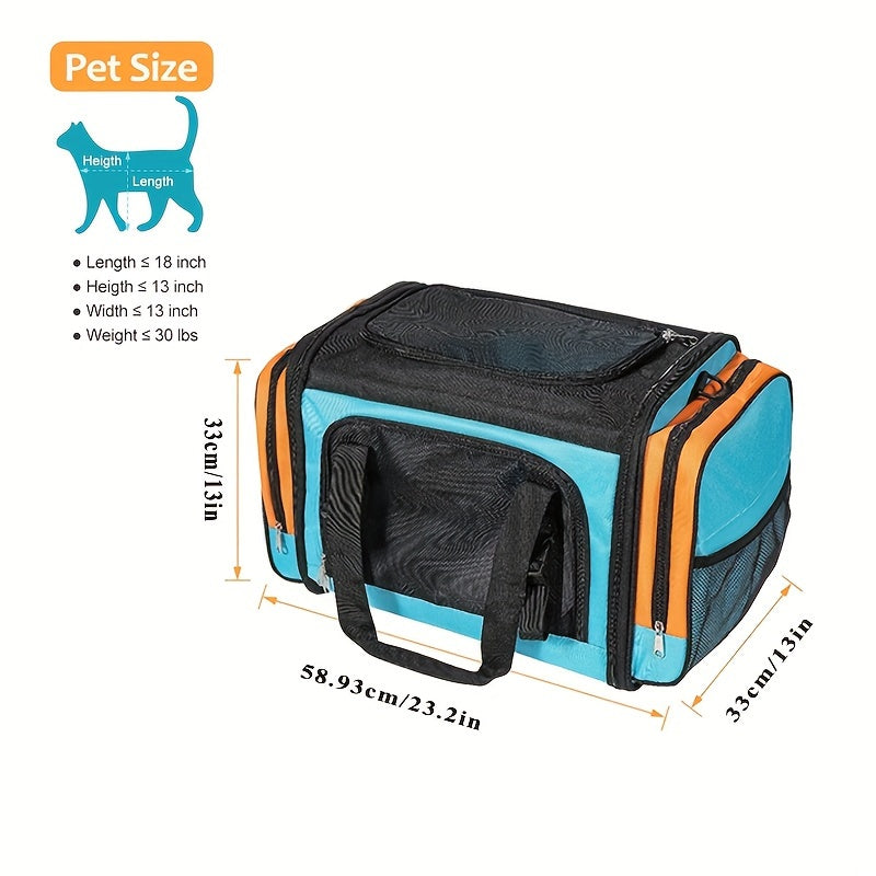 Portable Collapsible Soft Sided Cat Crate With Metal Bar Carrier For Stability Holds Up To 35 Pounds Great Pet Crate For Traveling At Home Cat Bag With Safety Buckle
