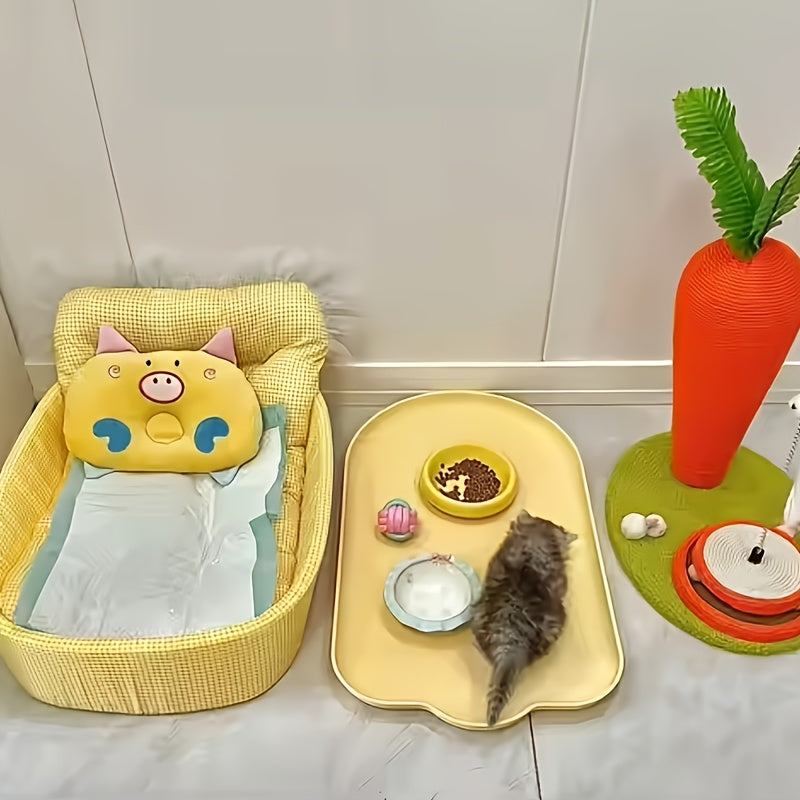 All Season Pet Bed for Dogs and Cats Checkered Small Bed with Soft Plush Fabric Washable and Detachable Pet Mat Non Sticky to Fur Easy to Clean Ruffle Details Cozy Sleeping for Indoor Cats and Small Dogs