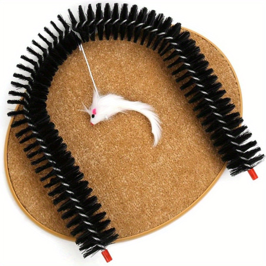 1 Set Cat Scratcher Brushes Indoor Cats Arch Self Groomer Scratching Board Hair Brush For Shedding Face Head Deshedding Post With Cute Kitten Toy