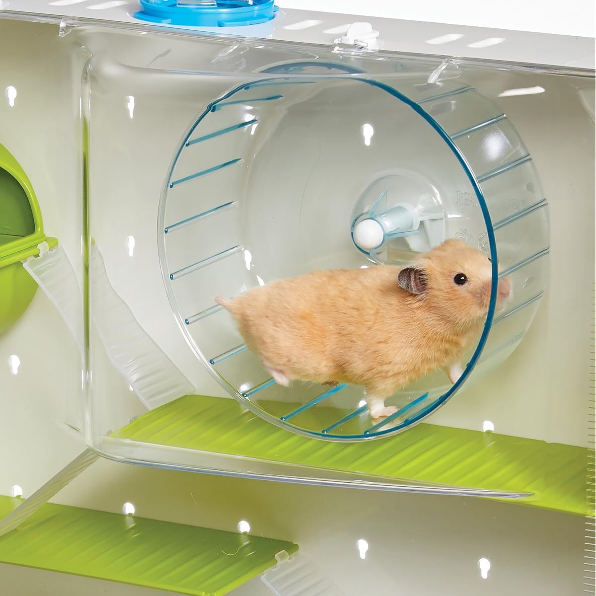 Awesome Arcade Hamster Cage White 2 Level Habitat with Exercise Wheel 3 Spacious Tunnels Removable Trays and Ventilation Mesh Small Pet Home for Hamsters Clear Viewing Enclosure