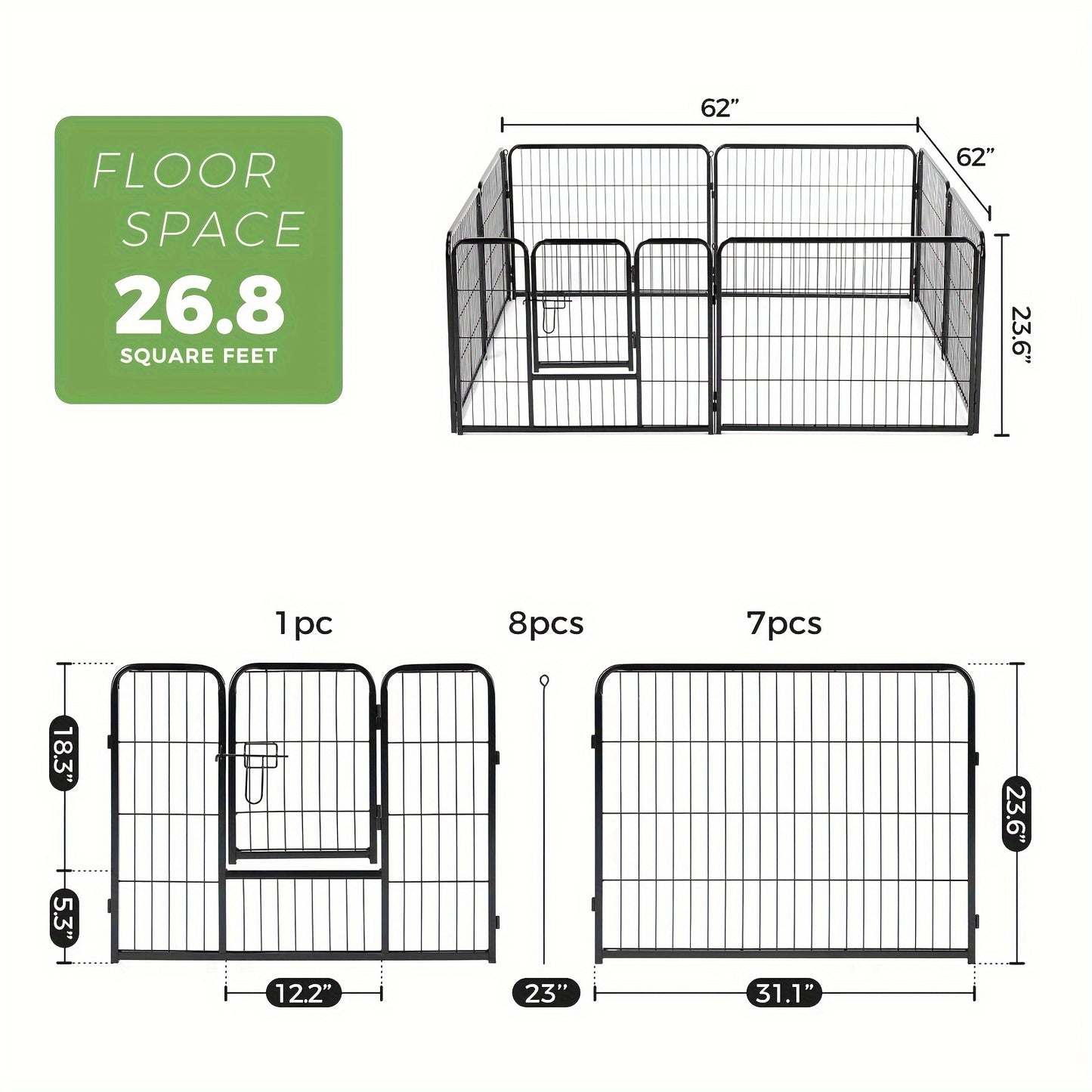 8 to 16 Panels DIY Indoor Dog Puppy Playpen Metal Dog Kennel with Door for Large Medium Small Dogs Safe and Stress Free Easy to Move and Assemble Indoor Outdoor Use