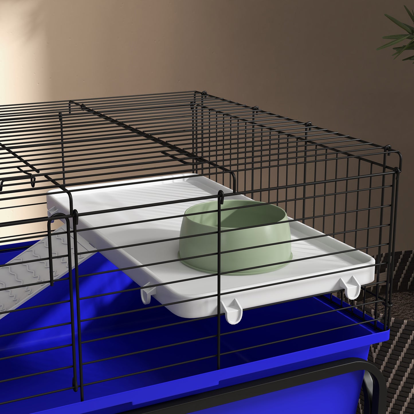 PawHut Two Story Small Animal Cage Removable from Stand Guinea Pig Hedgehog Chinchilla Ferret with Shelf and Wheels Pet Habitat