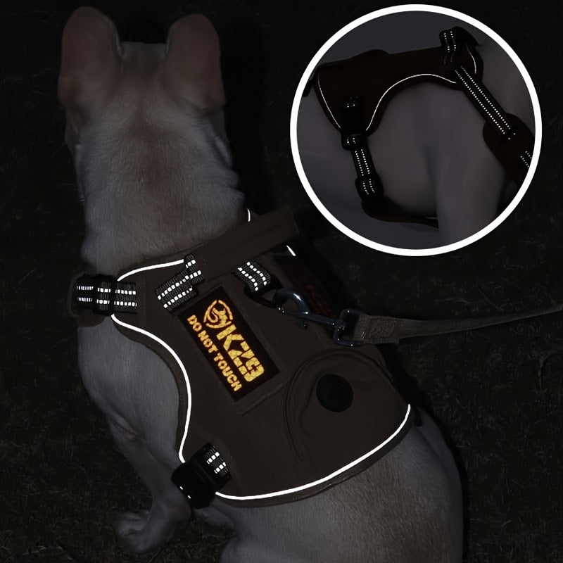 Tactical Dog Harness for Medium and Large Dogs Heavy Duty No Pull Dog Harness with Handle and Poop Bag Holder Adjustable Reflective Dog Vest for Training Walking and Hiking