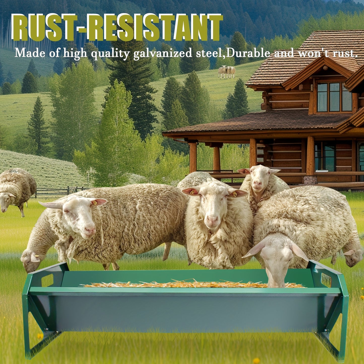 45" Heavy-Duty Galvanized Steel Livestock Feeder