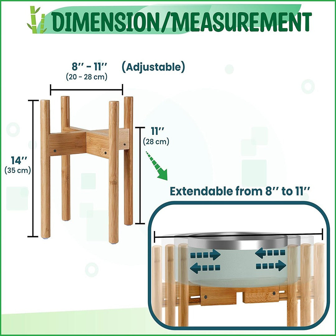 Adjustable Bamboo Dog Bowl Stand for Multiple Size Choices Elevated Food and Water Stand for Improved Feeding Comfort Ergonomic Pet Feeder Holder for Small Medium Large Dogs