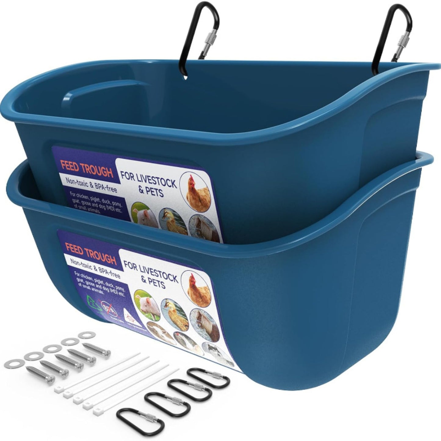 Hanging & Screw-In Poultry & Animal Feeder with Troughs