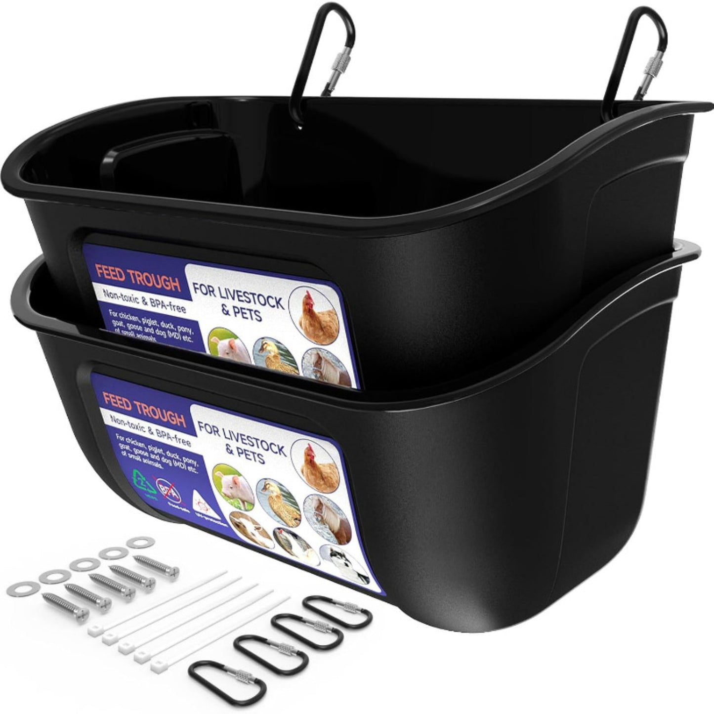 Hanging & Screw-In Poultry & Animal Feeder with Troughs