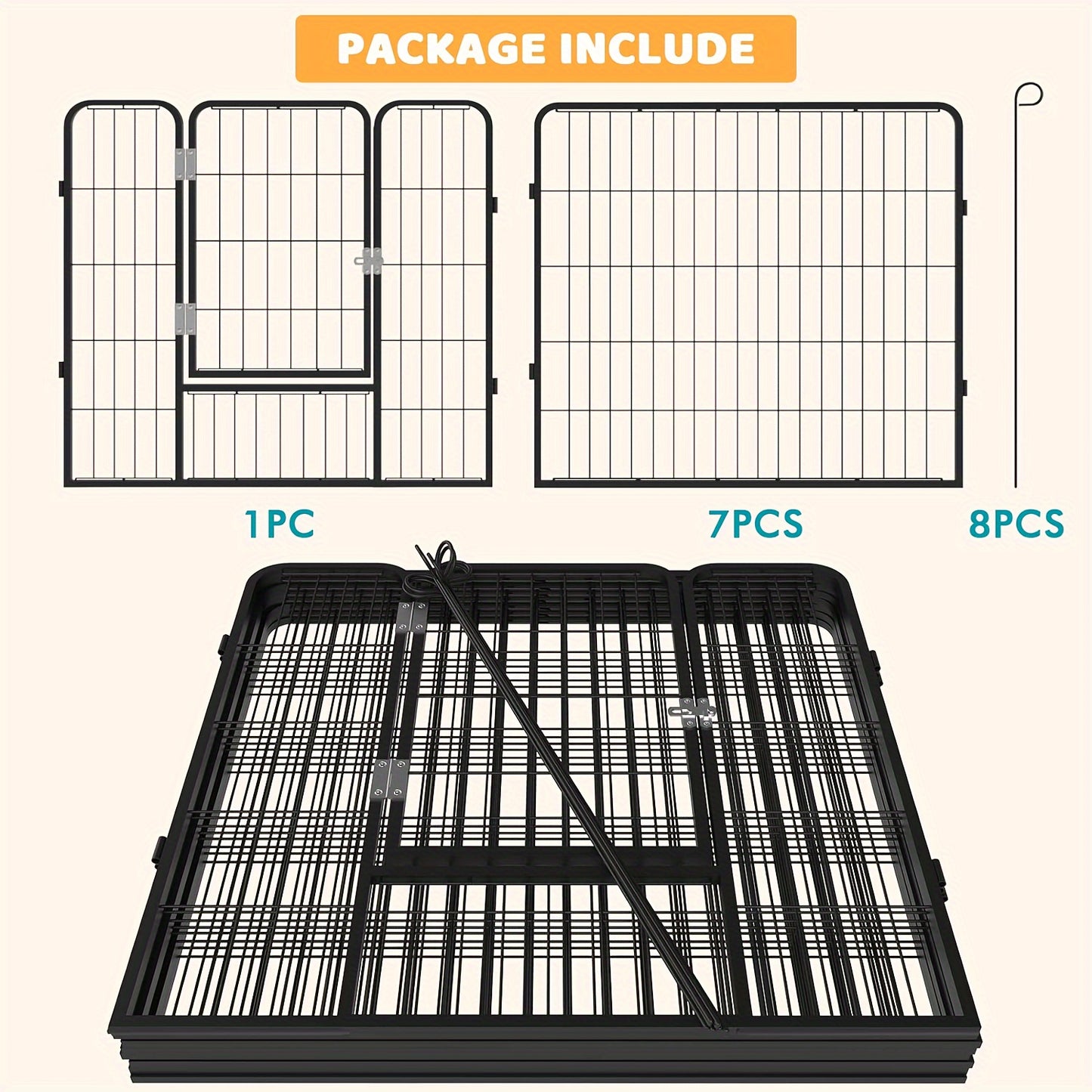 OFIKA Heavy Duty Metal Dog Playpen for Medium Small Animals