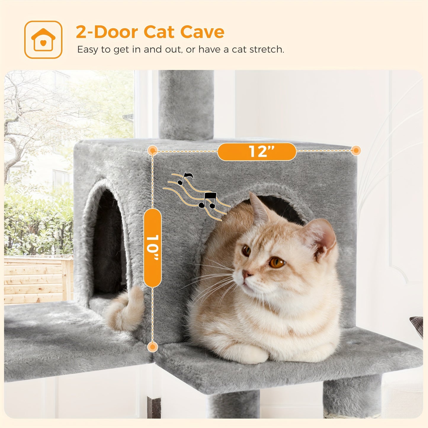 PAWZRoad Tall Cat Tree for Indoor Cats Grey Beige