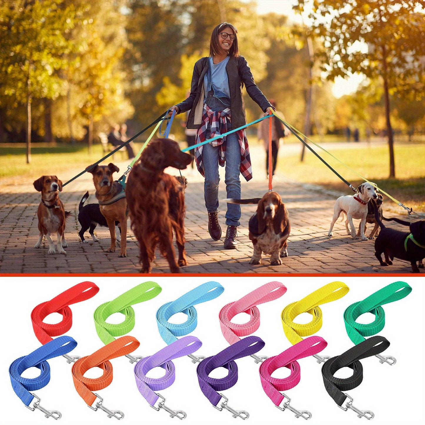 12pcs Nylon Dog Leash Bulk 5ft Dog Training Leash 12 Colors Puppy Line Traction Rope For Small Medium Puppy Training Play Camping Or Backyard