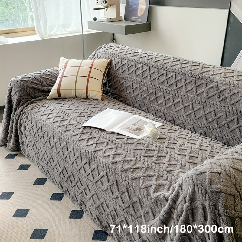 1pc Modern Jacquard Shu Velveteen Sofa Throw Cover - Pet Friendly Slipcover for Armchair to 4-Seater Sectionals