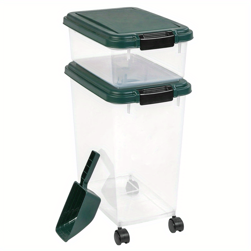 41 Lbs Durable Airtight Pet Food Storage Container with Scoop and Rolling Wheels Clear Design for Easy Access and Preservation