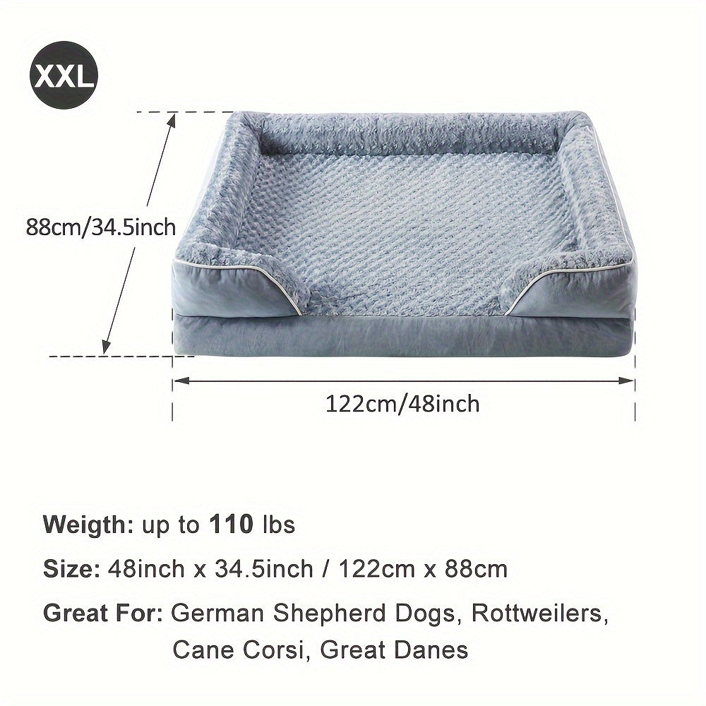 XL Orthopedic Dog Bed for Extra Large Dogs - High Quality Sofa Style Pet Sleeper with Washable Removable Cover and Non Slip Memory Foam