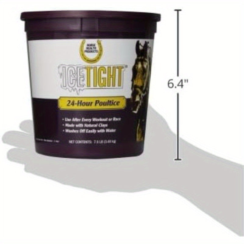 IceTight 24 Hour Poultice for Horses 7.5 lbs Fast Acting Natural Clay Based Easy to Wash Off Ideal for Workouts and Races White and Purple Design with Horse Silhouette Horse Grooming Supplies Equine Care